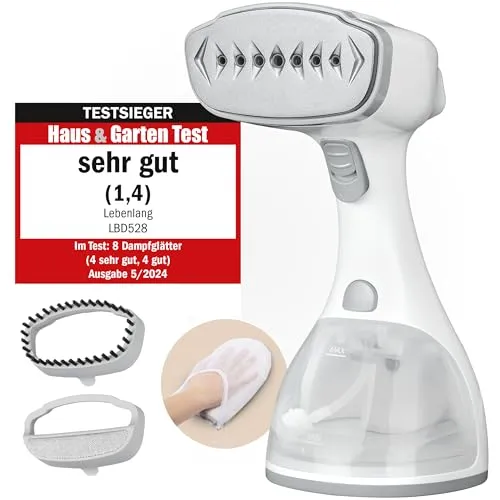 LEBENLANG Steamer Dampfglätter TESTSIEGER - 1500W & 300ml I Weiß