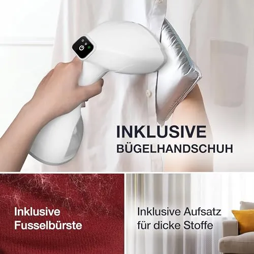LEBENLANG Steamer Dampfglätter TESTSIEGER - 1500W & 300ml I Weiß