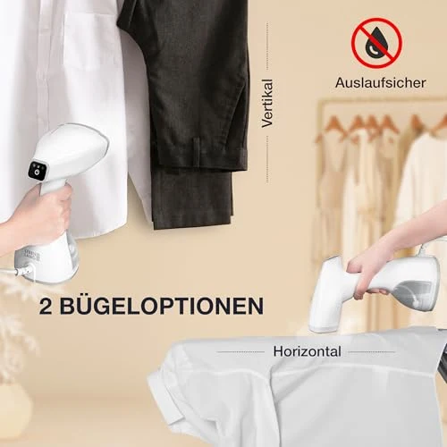 LEBENLANG Steamer Dampfglätter TESTSIEGER - 1500W & 300ml I Weiß