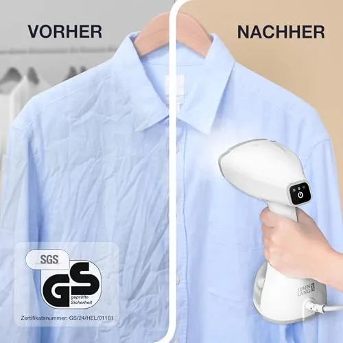 LEBENLANG Steamer Dampfglätter TESTSIEGER - 1500W & 300ml I Weiß
