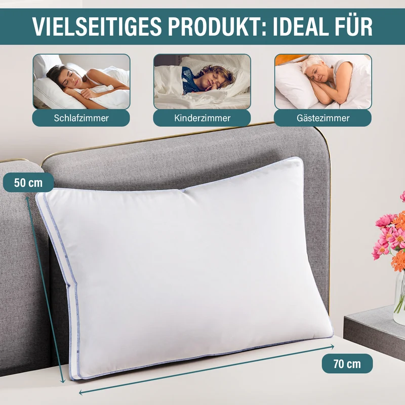 SERENITY NIGHT Kissen mit Seiden-Polyester-Füllung, 50 x 70 cm, Weiß