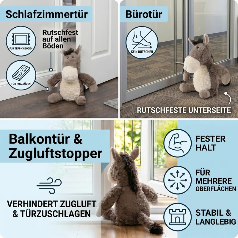 LIVMORE Pferd Türstopper, Polyester mit Sandfüllung, 1 kg, 25 x 18 x 17 cm, Braun