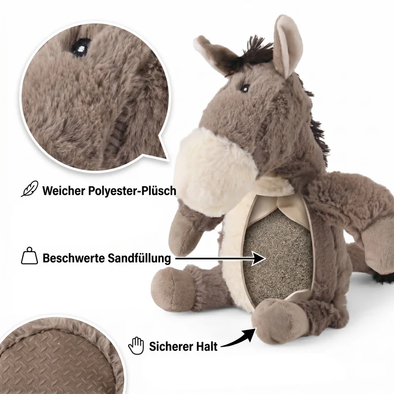 LIVMORE Pferd Türstopper, Polyester mit Sandfüllung, 1 kg, 25 x 18 x 17 cm, Braun