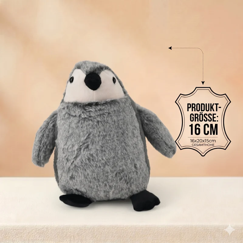 LIVMORE Pinguin Türstopper, Polyester mit Sandfüllung, 1 kg, 16 x 20 x 15 cm, Grau