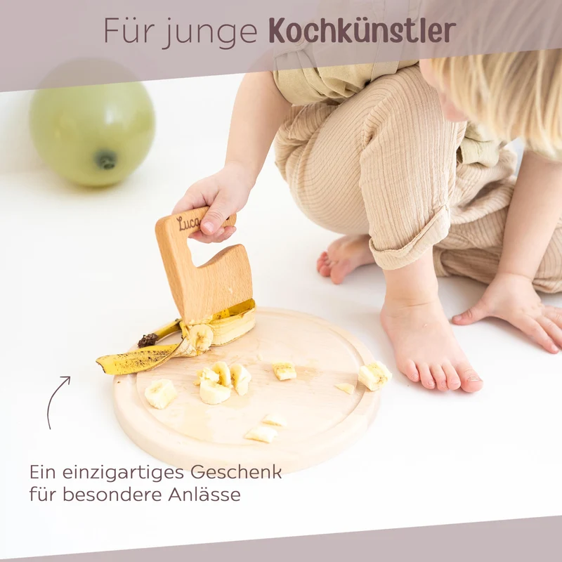wunderwunsch Kindermesser ab 1 Jahr, Montessori Messer Holz Kleinkinder