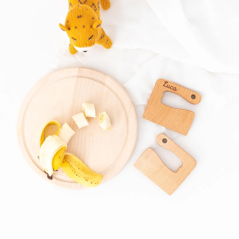 wunderwunsch Kindermesser ab 1 Jahr, Montessori Messer Holz Kleinkinder