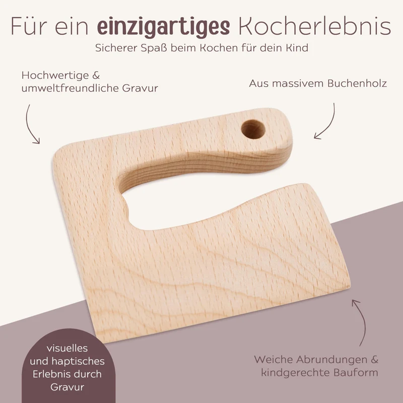 wunderwunsch Kindermesser ab 1 Jahr, Montessori Messer Holz Kleinkinder