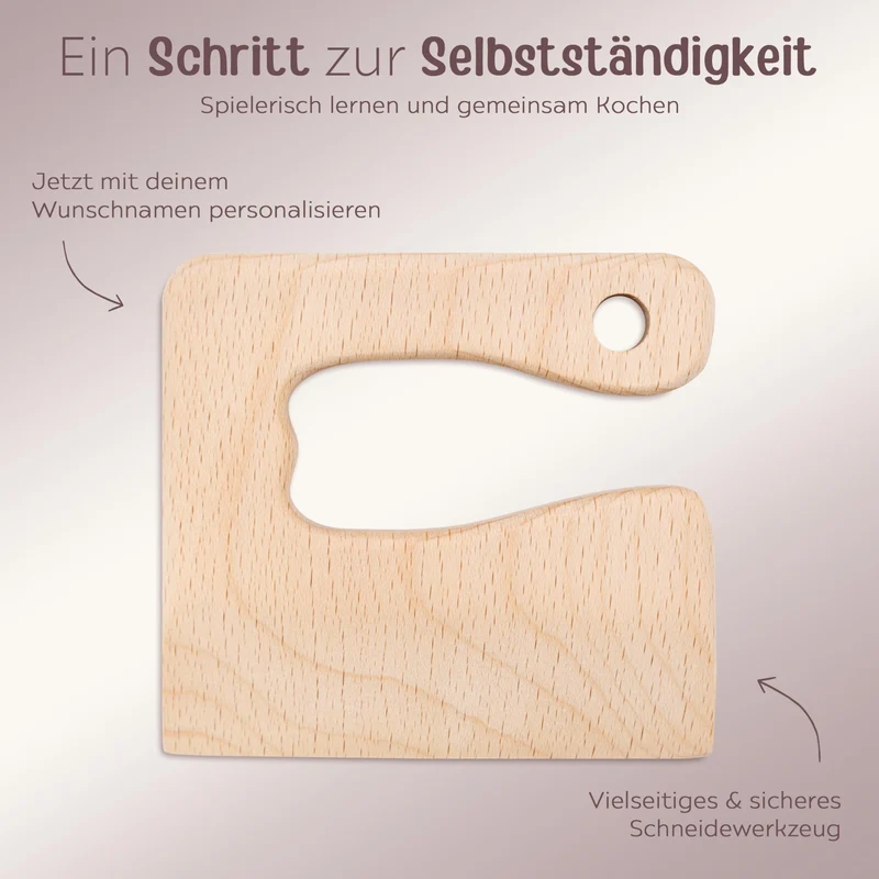 wunderwunsch Kindermesser ab 1 Jahr, Montessori Messer Holz Kleinkinder