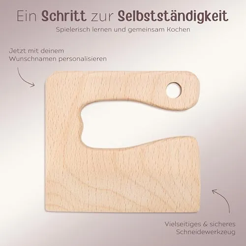 wunderwunsch Kindermesser ab 1 Jahr, Montessori Messer Holz Kleinkinder