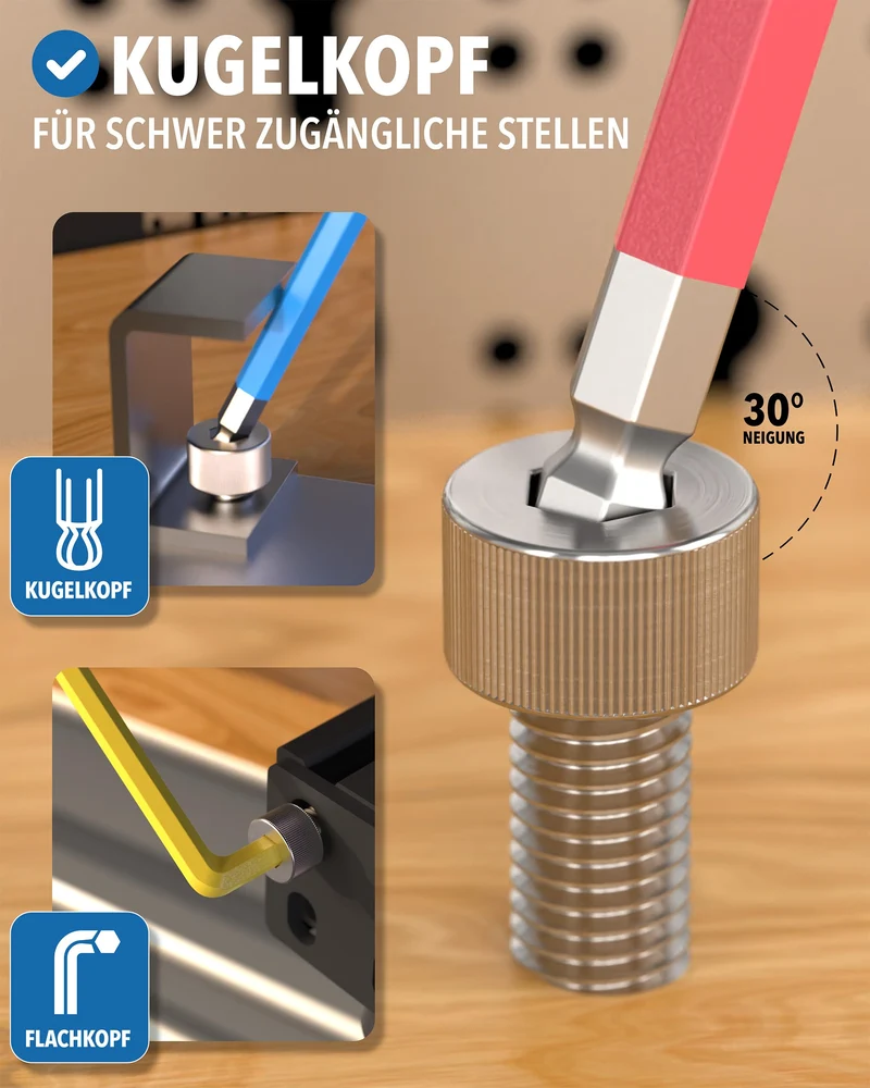 STONE REEF Innensechskantschlüssel Set 13 tlg 1,27-10 mm Kugelkopf farbig