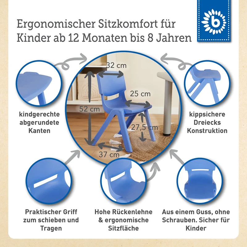 Bieco Kinderstuhl ab 1 jahr bis 80 kg belastbar stapelbar | drinnen draußen gartenstuhl kinder stuhl kinderzimmer klappstuhl ab 3 jahre ab 2 jahre stuhl kinder hocker plastik kindersessel kleinkind