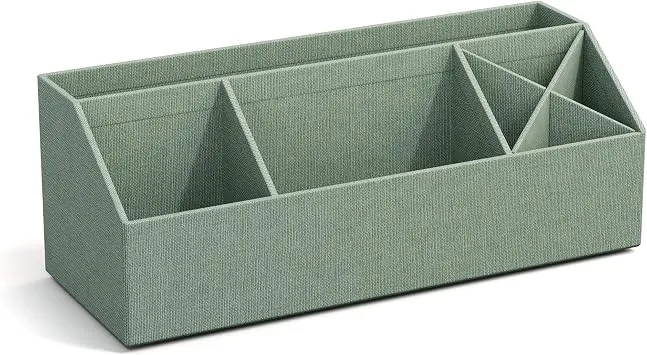 BIGSO ELISA Schreibtisch Organizer – Aufbewahrungsbox mit 4 Fächern – Schreibtischablage für Zettel, Büroklammern, Stifte & Kleinteile – Sortierkasten aus Faserplatte und Papier – mintgrün