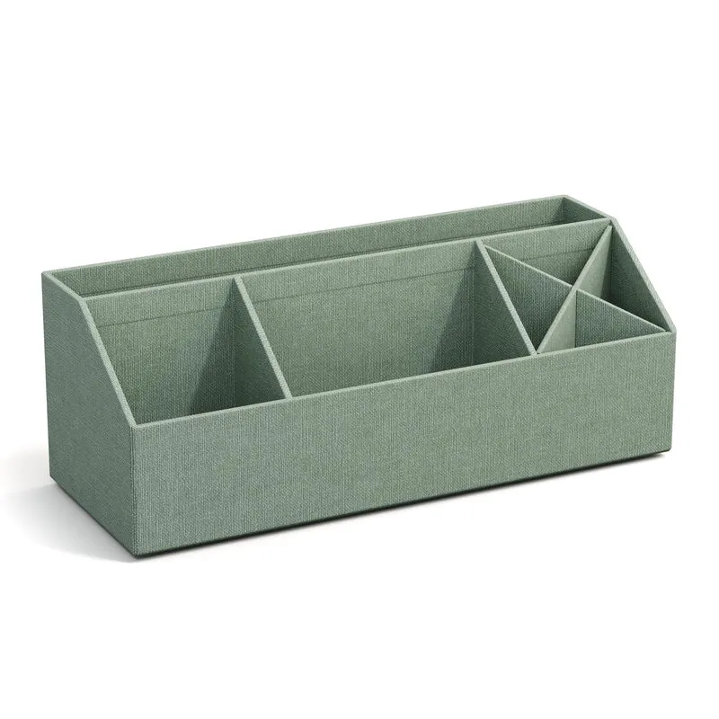 BIGSO ELISA Schreibtisch Organizer – Aufbewahrungsbox mit 4 Fächern – Schreibtischablage für Zettel, Büroklammern, Stifte & Kleinteile – Sortierkasten aus Faserplatte und Papier – mintgrün