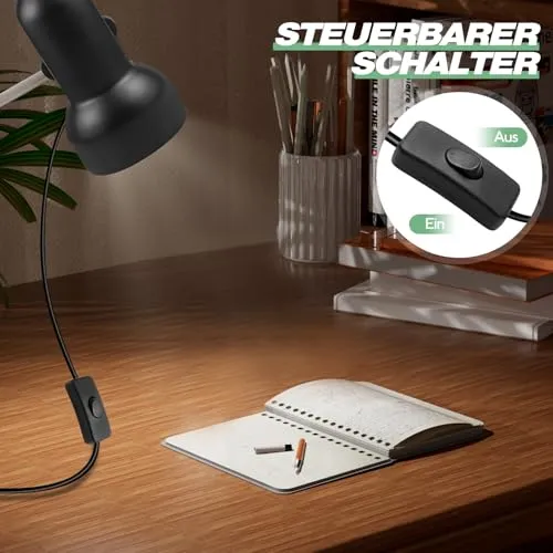 Klemmleuchte - Verstellbare Schreibtischlampe mit E27-Fassung, Klemmlampe, Klemmleuchte, Nachttischlampe, Leselicht Kinder, Bürolampe,Leselampe BettKinder Studieren Arbeiten Glühbirne nicht enthalten
