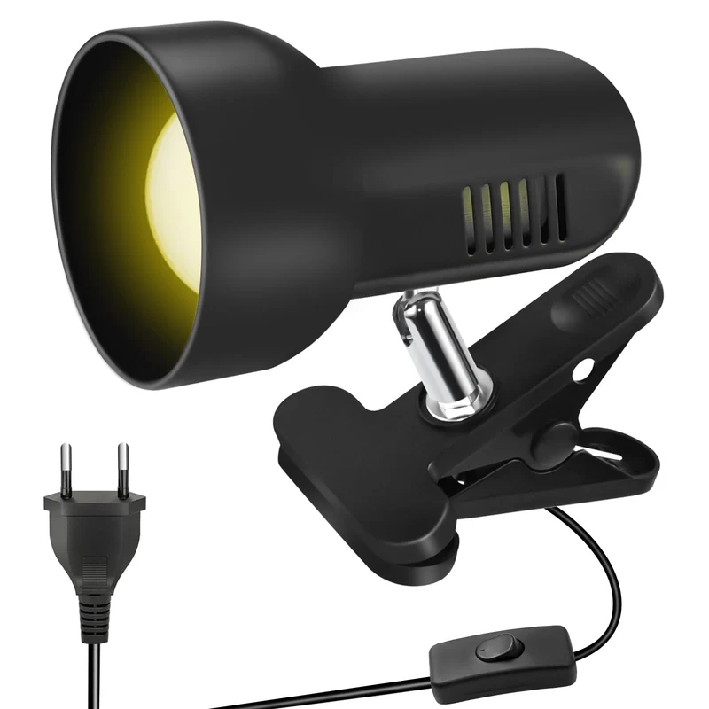 Klemmleuchte - Verstellbare Schreibtischlampe mit E27-Fassung, Klemmlampe, Klemmleuchte, Nachttischlampe, Leselicht Kinder, Bürolampe,Leselampe BettKinder Studieren Arbeiten Glühbirne nicht enthalten