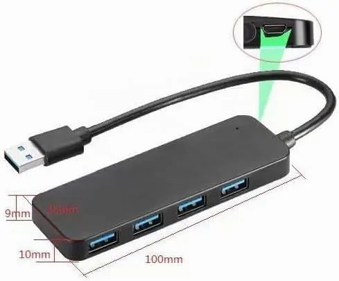 USB Hub 3.0, 4 Port USB-Hubs, USB Splitter Mini USB Verteiler für Desktop, Laptop, Xbox, Flash Drive, HDD, Konsole, Drucker, PC