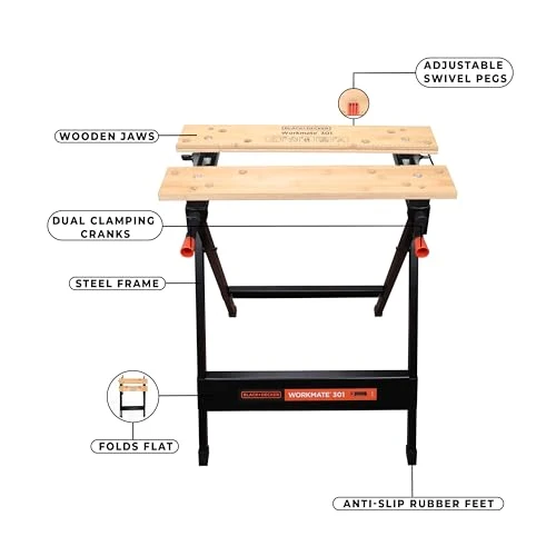 BLACK+DECKER Workmate 301 klappbare Werkbank, WM301-XJ