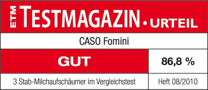 Caso Fomini Milchaufschäumer, mit Edelstahlfeder & Edelstahl-Standfuß, für schnelles Aufschäumen von Milch & Milchshakes, ca. 12.000 Umdrehungen/min, Edelstahl, Schwarz