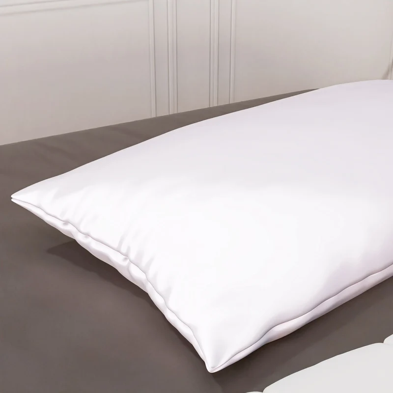 Serenity Night - Premium Collection - 1 Kissen mit 1 Kissenbezug aus 100% Maulbeerseide, mit Paspelierung, Perlmuttknöpfen und Federfüllung, 40 x 80 cm, Perlmutt