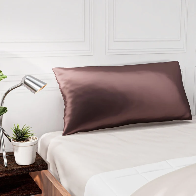 Serenity Night - Premium Collection - 1 Kissen mit 1 Kissenbezug aus 100% Maulbeerseide, mit Paspelierung, Perlmuttknöpfen und Federfüllung, 40 x 80 cm, Perlmutt