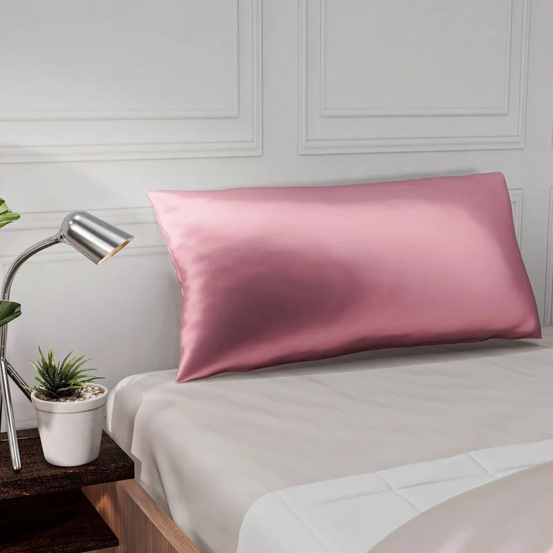 Serenity Night - Premium Collection - 1 Kissen mit 1 Kissenbezug aus 100% Maulbeerseide, mit Paspelierung, Perlmuttknöpfen und Federfüllung, 40 x 80 cm, Perlmutt