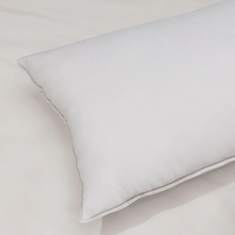 Serenity Night - Premium Collection - 1 Kissen mit 1 Kissenbezug aus 100% Maulbeerseide, mit Paspelierung, Perlmuttknöpfen und Federfüllung, 40 x 80 cm, Perlmutt