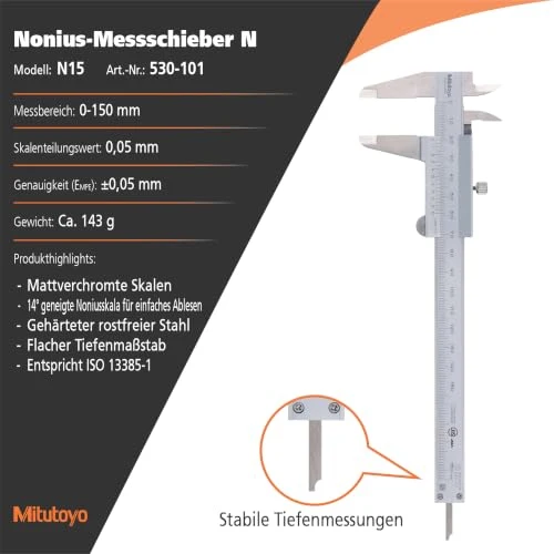 Mitutoyo MIT530-101 Messschieber, 0–150 mm Reichweite