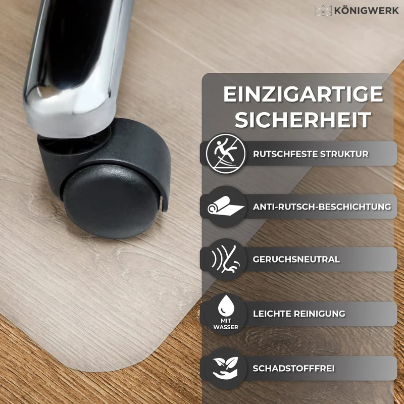 Königwerk Bodenschutzmatte Bürostuhl 90 x 120 cm milchweiß, rutschfest