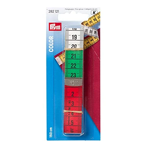 Prym 282121 Maßband Color 150 cm/cm, gelb, farbige Dezimeter-Zonen