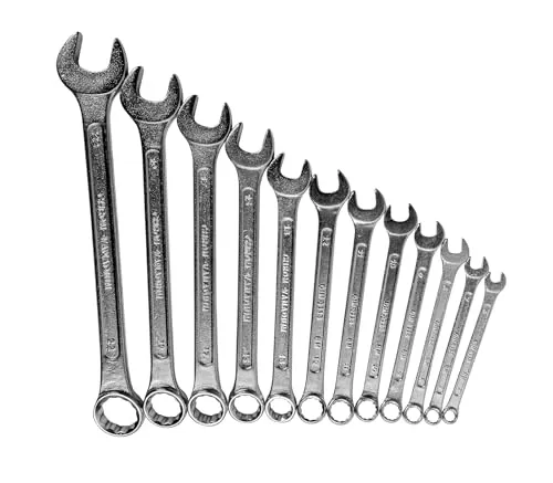 Brüder Mannesmann Gabelringschlüssel Set, 12-teilig - Gabelschlüsselsatz nach DIN 3113 - verchromter Satz Ring-Maulschlüssel mit polierten Köpfen, aus Chrom-Vanadium-Stahl - 6 bis 22 mm | M19652