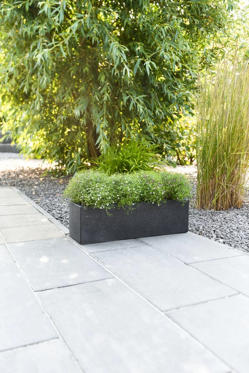 VIVANNO Balkonkasten FLOBO aus Beton - Blumenkasten Anthrazit - 18x60x18 cm