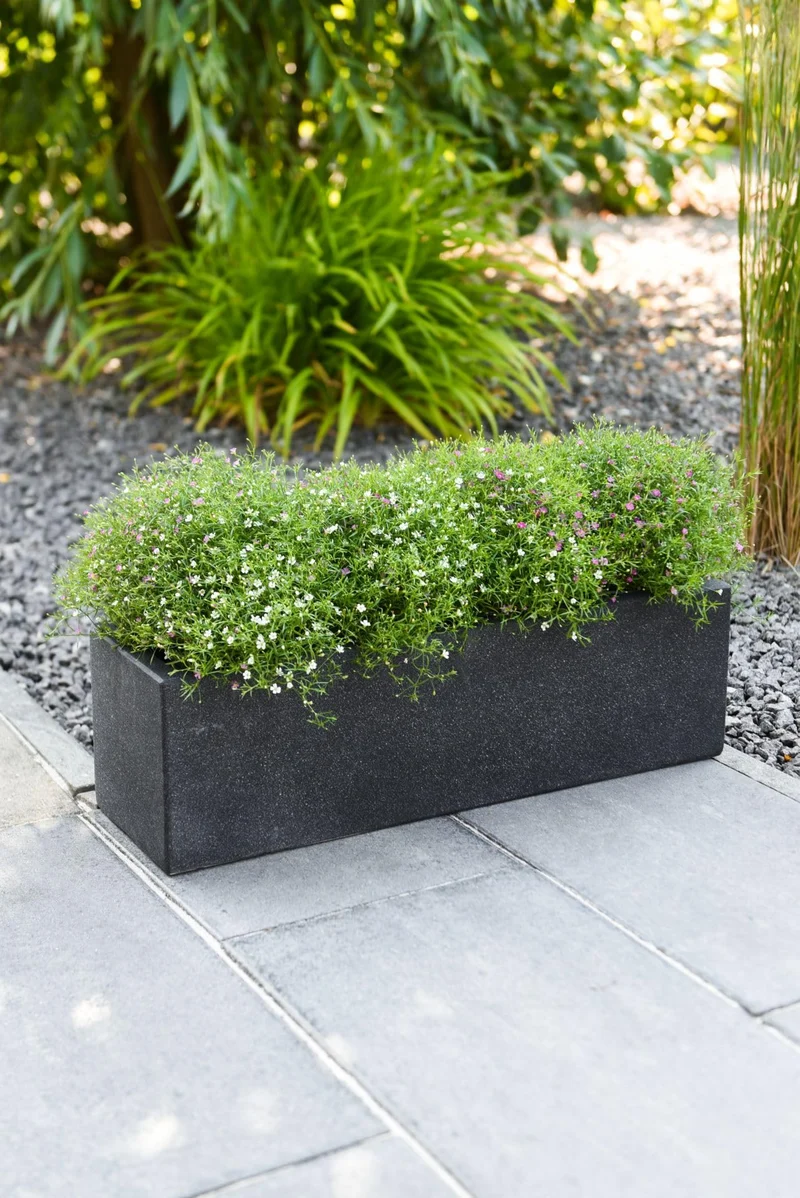 VIVANNO Balkonkasten FLOBO aus Beton - Blumenkasten Anthrazit - 18x60x18 cm