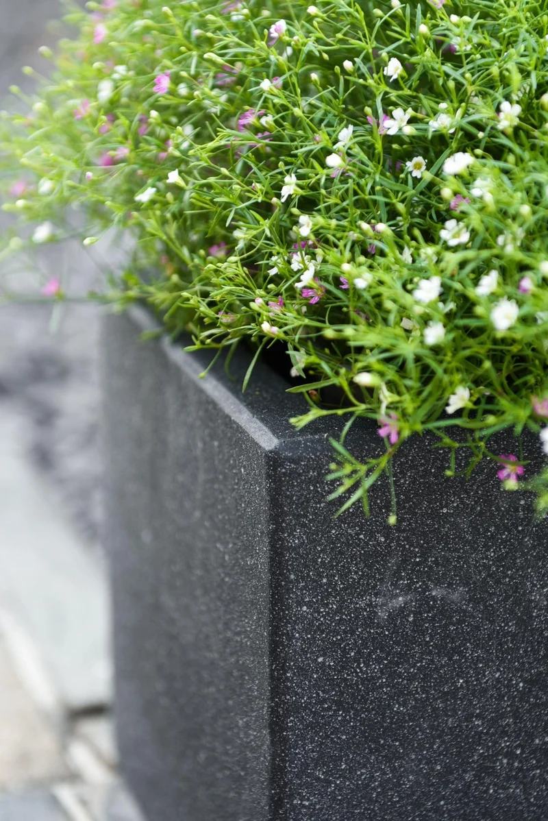VIVANNO Balkonkasten FLOBO aus Beton - Blumenkasten Anthrazit - 18x60x18 cm