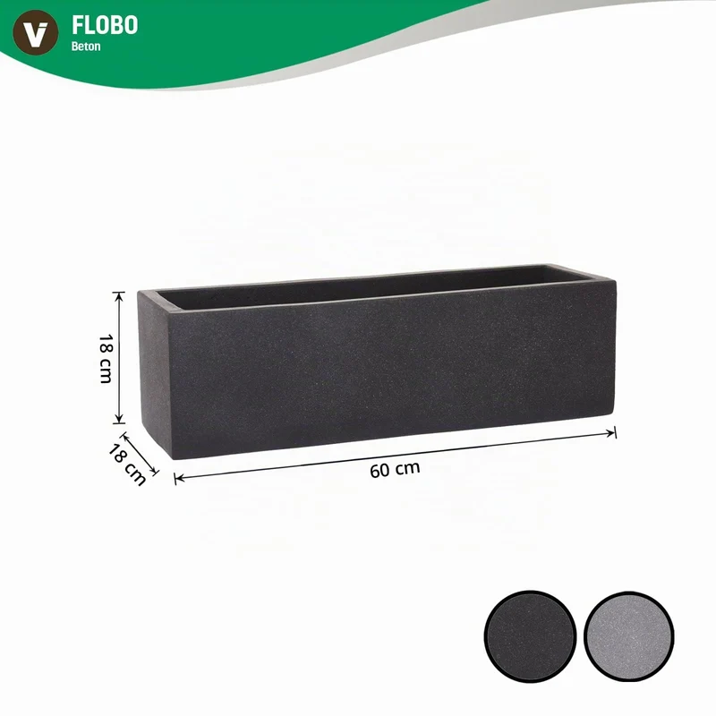 VIVANNO Balkonkasten FLOBO aus Beton - Blumenkasten Anthrazit - 18x60x18 cm