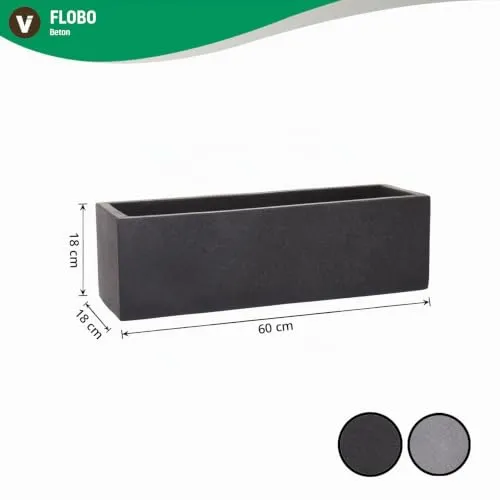 VIVANNO Balkonkasten FLOBO aus Beton - Blumenkasten Anthrazit - 18x60x18 cm
