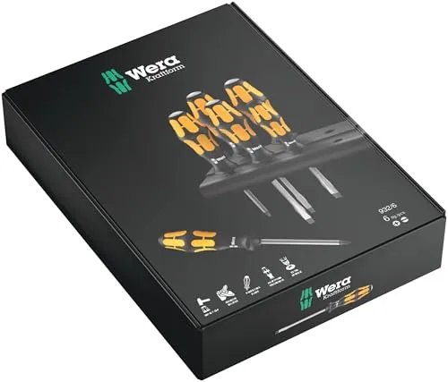 Wera Schraubendrehersatz 932/6 Kraftform Plus: Der Schraubmeißel + Rack, 6-teilig, 05018282001, Hex