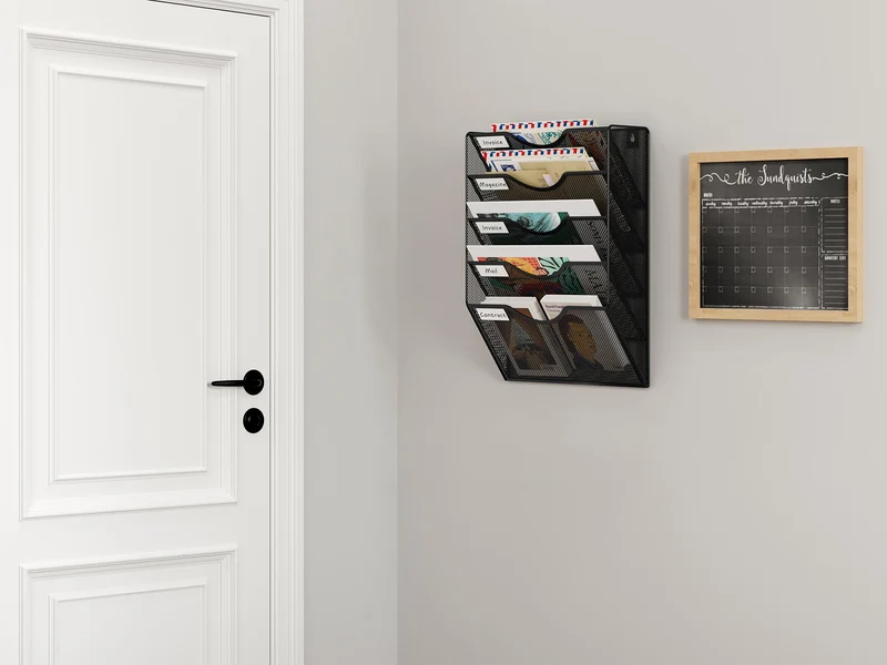 EasyPAG 5 Fächer Metall A4 Zeitschriftenhalter Wand Zeitschriften Wandhalter Aktenablage Dokumentenhalter Hängend Magazin Organizer Flyerhalter Prospektspender,Schwarz