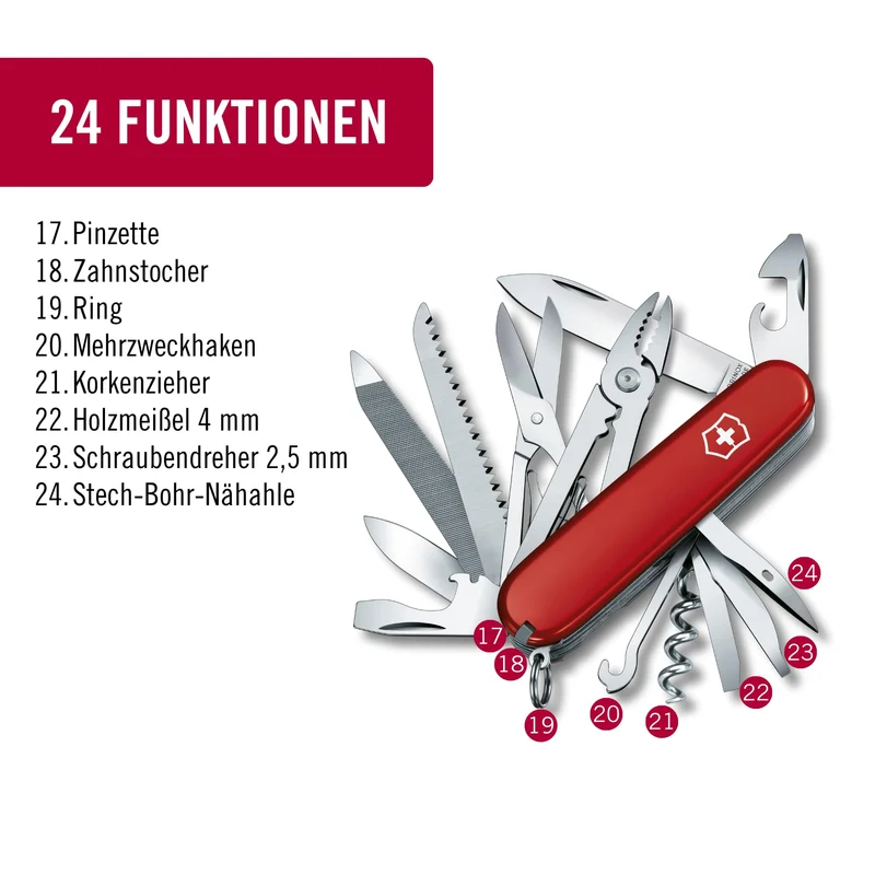 Victorinox Handyman Schweizer Taschenmesser, Multitool, 24 Funktionen, Rot
