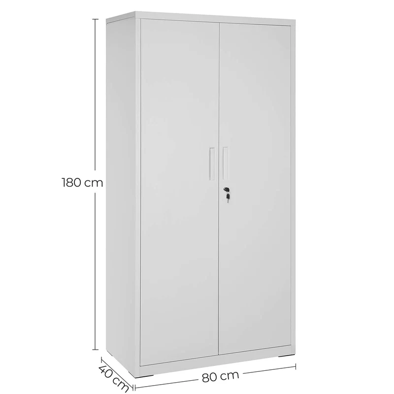 SONGMICS Aktenschrank, Doppeltüren, Schloss, 5 Ebenen, 80 x 40 x 180 cm