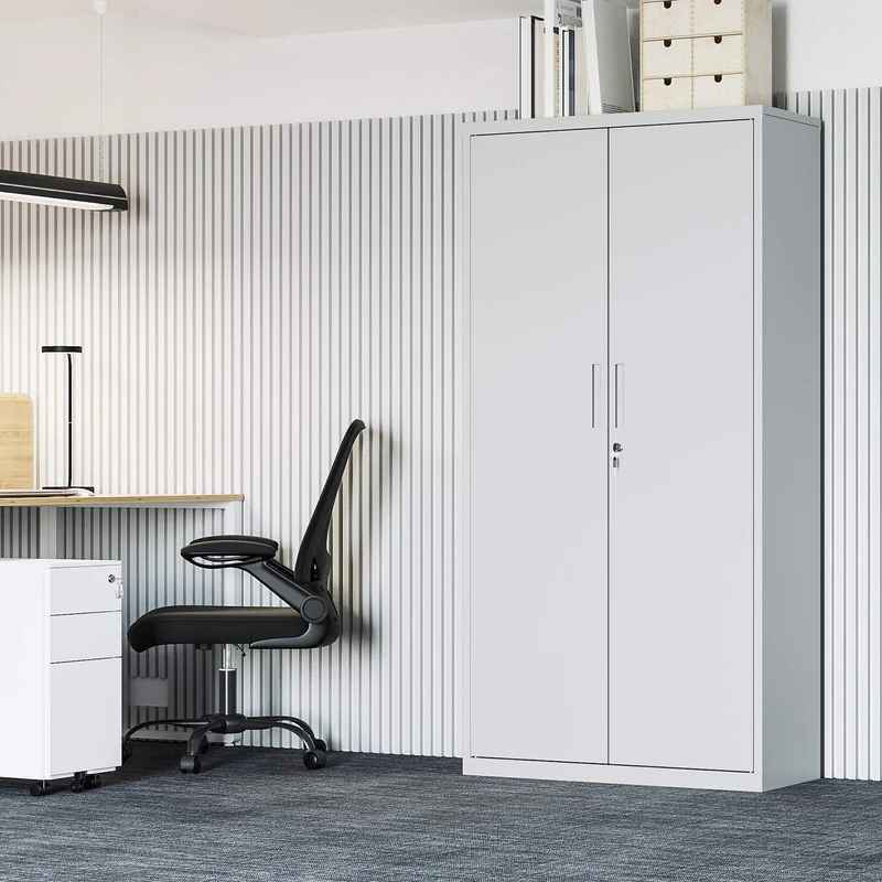 SONGMICS Aktenschrank, Doppeltüren, Schloss, 5 Ebenen, 80 x 40 x 180 cm