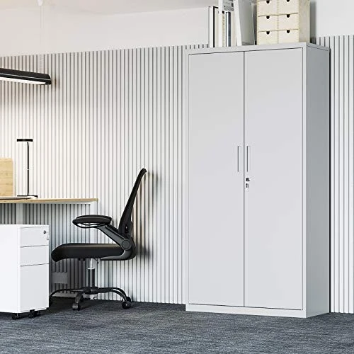 SONGMICS Aktenschrank, Doppeltüren, Schloss, 5 Ebenen, 80 x 40 x 180 cm