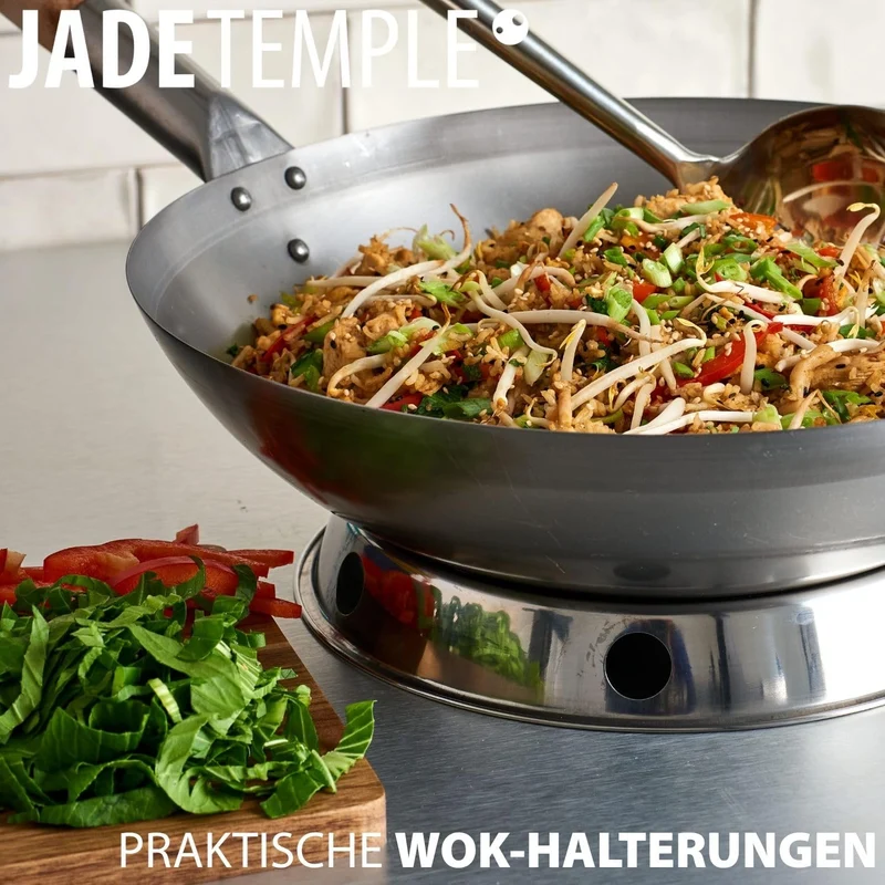 JADE TEMPLE Ringhalterung für Woks, stainless steel, 20 cm Innendurchmesser, 25 cm Außendurchmesser, 1 x Ringhalterung für Woks, Silber