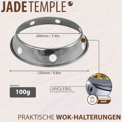 JADE TEMPLE Ringhalterung für Woks, stainless steel, 20 cm Innendurchmesser, 25 cm Außendurchmesser, 1 x Ringhalterung für Woks, Silber