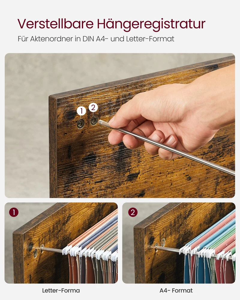 VASAGLE Rollcontainer, Aktenschrank, mit 3 Schubladen und Rollen