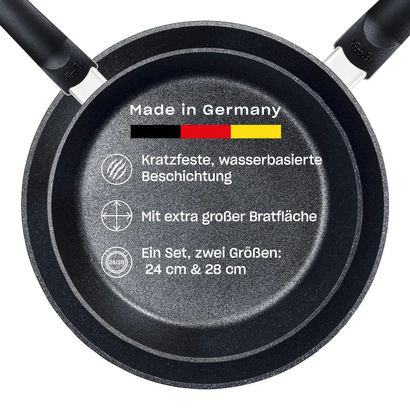 Fissler Adamant Comfort/Pfannen-Set 2-teilig (24 cm + 28 cm) – kratzfeste Aluminium-Bratpfannen mit Antihaft-Beschichtung, Made in Germany - Induktion