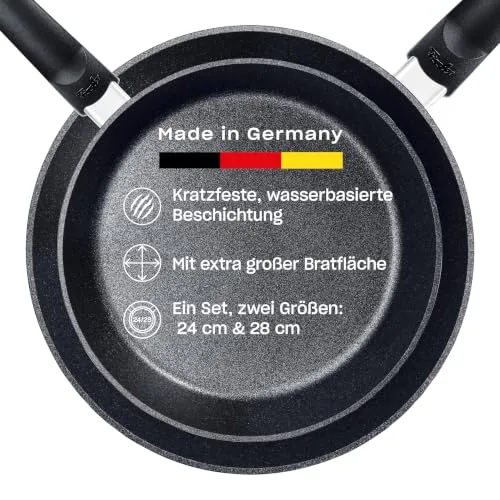Fissler Adamant Comfort/Pfannen-Set 2-teilig (24 cm + 28 cm) – kratzfeste Aluminium-Bratpfannen mit Antihaft-Beschichtung, Made in Germany - Induktion
