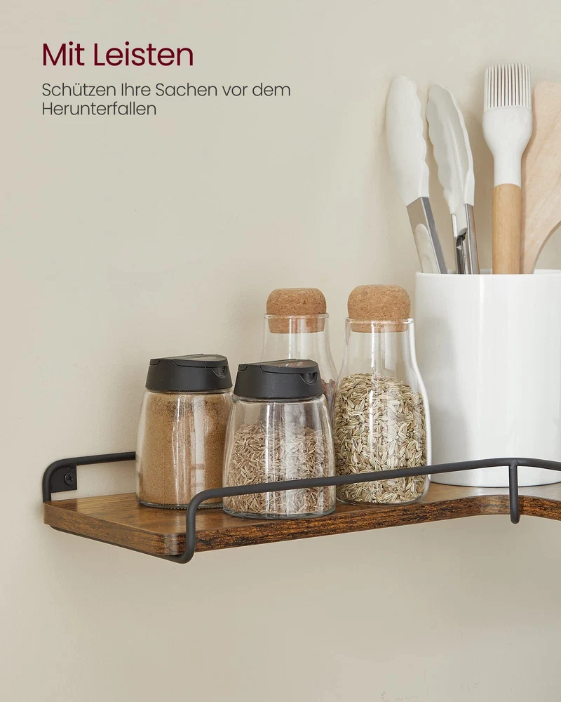 VASAGLE Wandregal, Eckregal, 2er Set, Industrie-Design