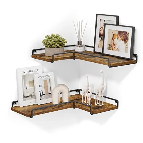 VASAGLE Wandregal, Eckregal, 2er Set, Industrie-Design