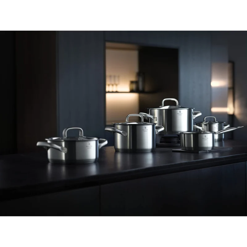 WMF Gourmet Plus Kochtopf groß 20cm, Metalldeckel mit Dampföffnung, Fleischtopf Induktion 3,9l, Cromargan Edelstahl mattiert, Nudeltopf mit Innenskalierung