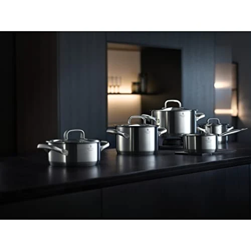 WMF Gourmet Plus Kochtopf groß 20cm, Metalldeckel mit Dampföffnung, Fleischtopf Induktion 3,9l, Cromargan Edelstahl mattiert, Nudeltopf mit Innenskalierung